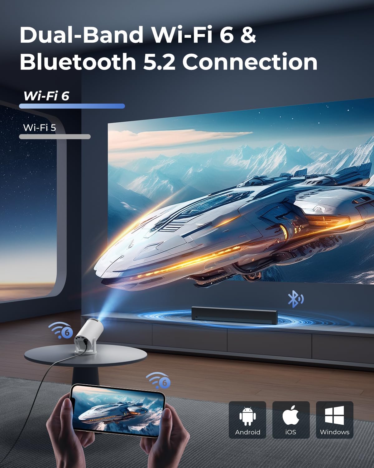 FlashBeam™ 4K Projektor – WiFi 6 & Bluetooth
